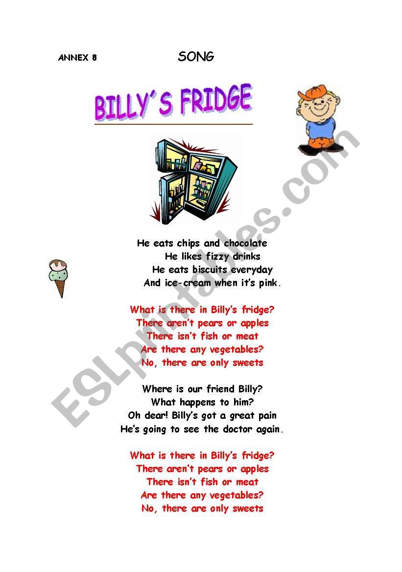 Billys fridge worksheet