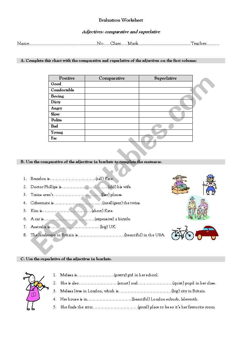 Adjective degrees worksheet