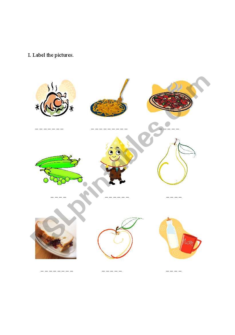 food worksheet