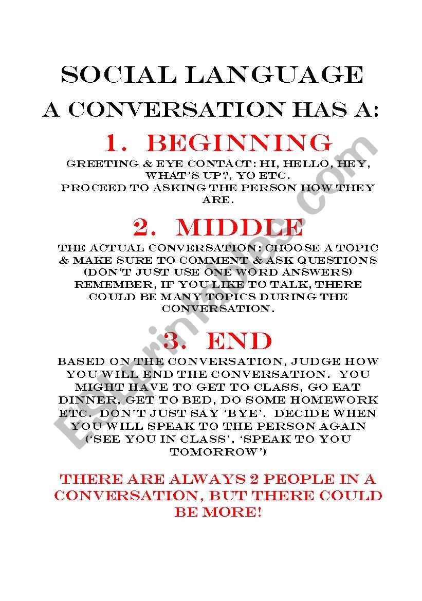Having a conversation - social language