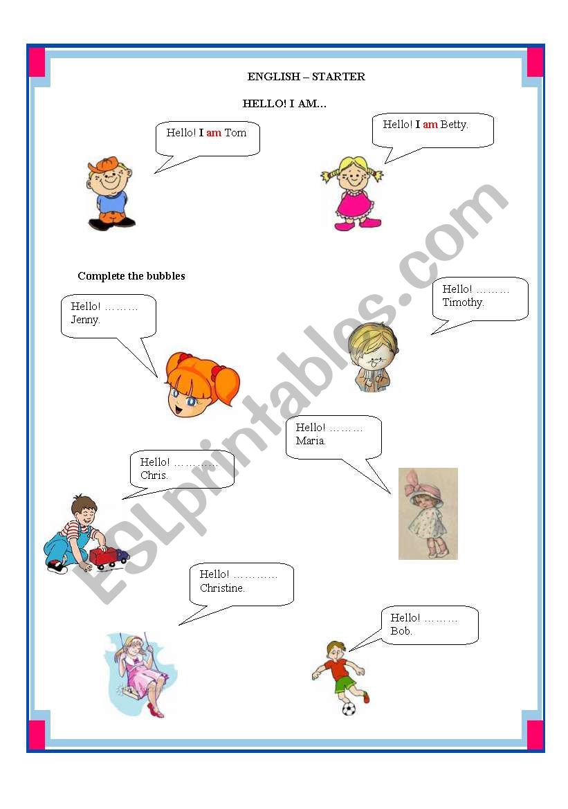 English- Starter worksheet