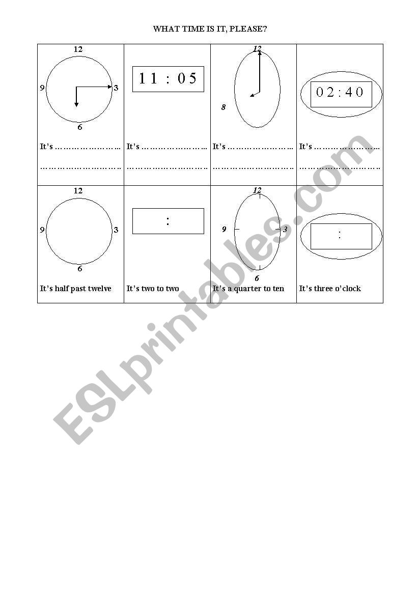 Whats the time, please? worksheet