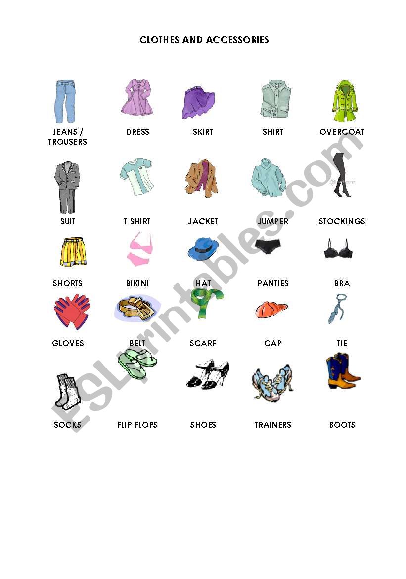 Clothes worksheet