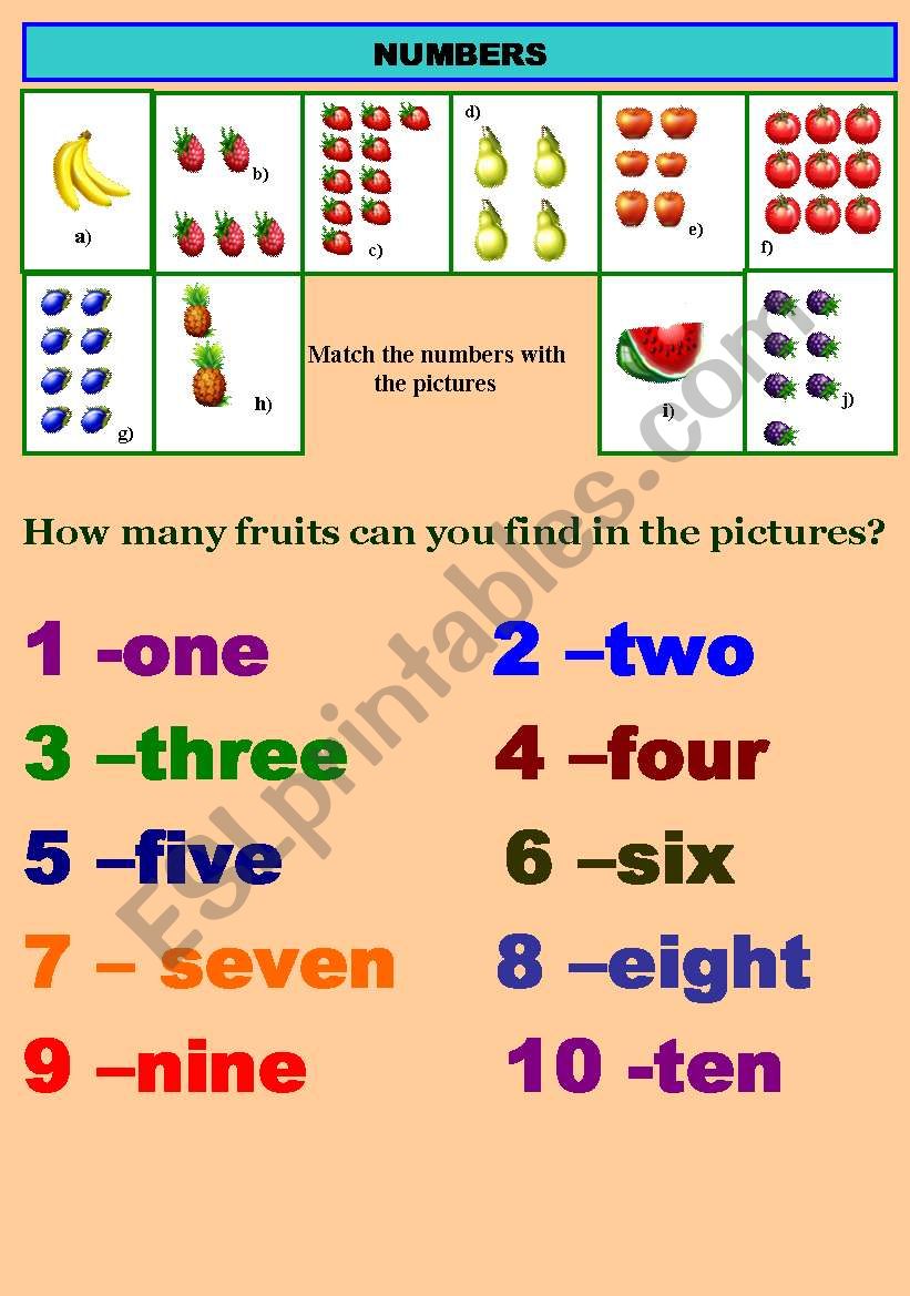 numbers  worksheet