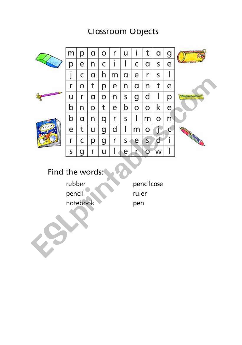 classroom objects worksheet