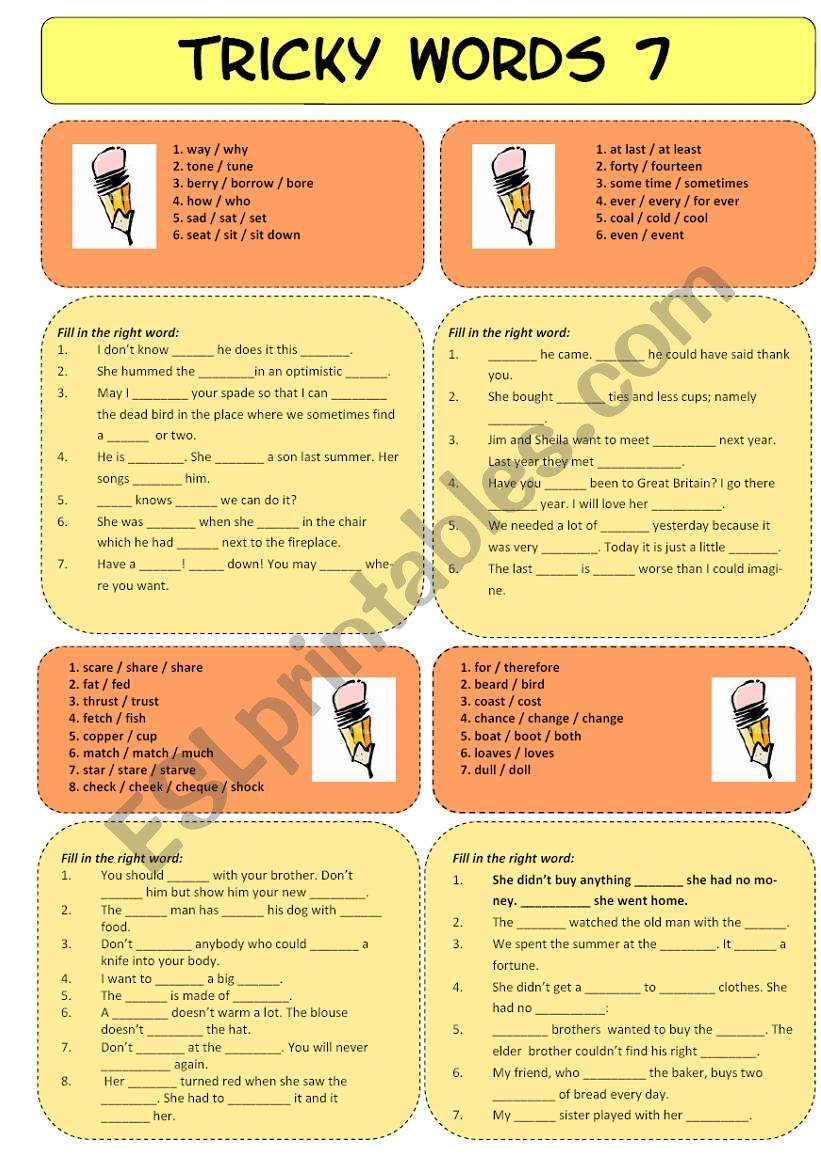 Tricky Words 7 worksheet