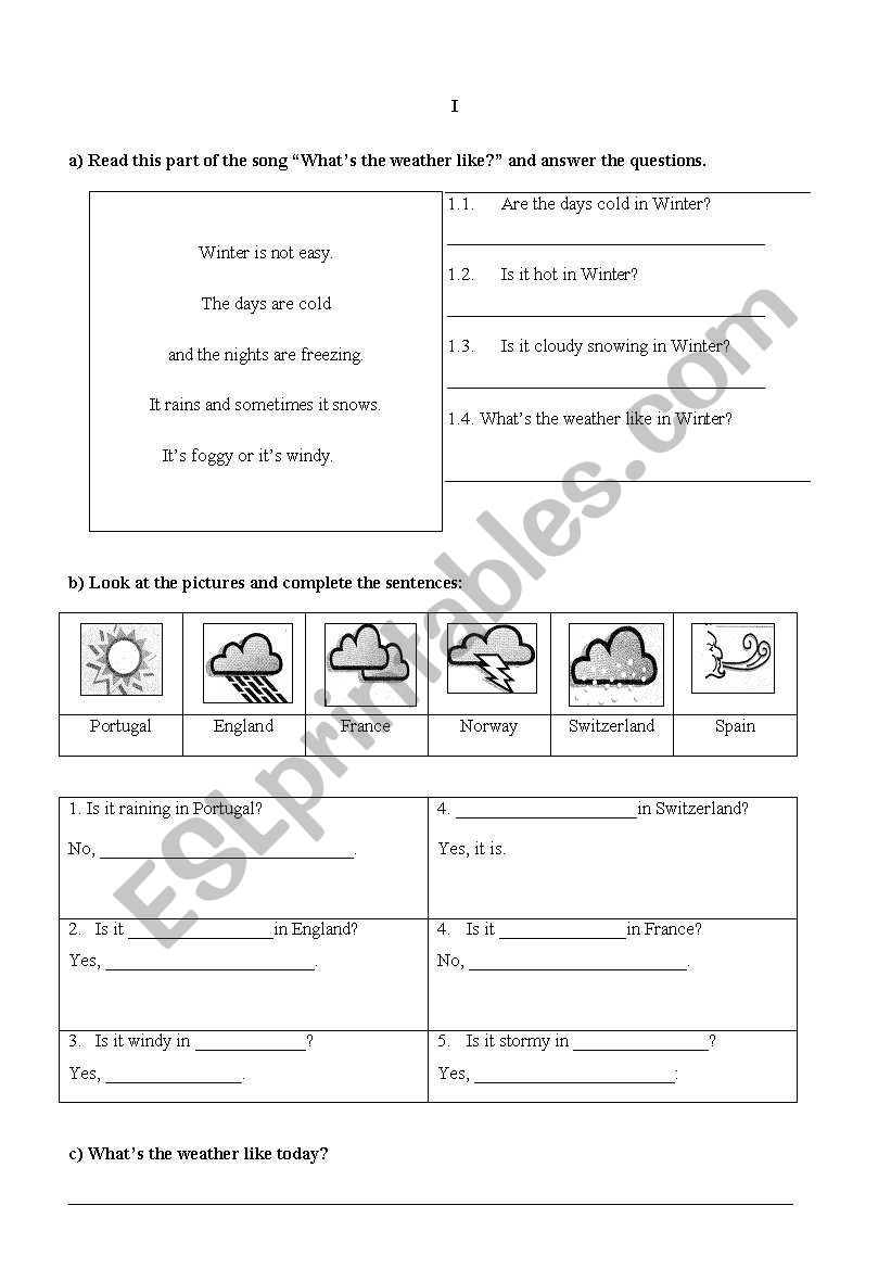 THE WEATHER worksheet