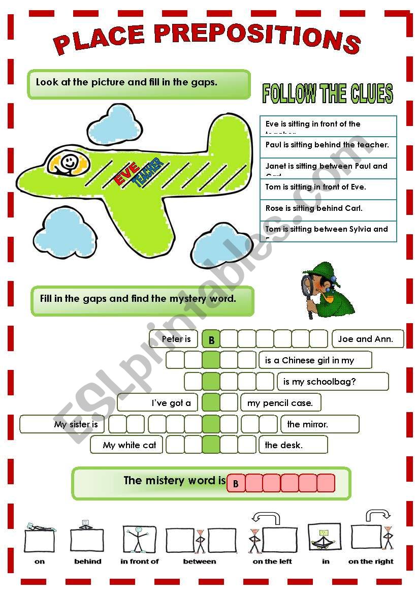 PLACE PREPOSITIONS worksheet