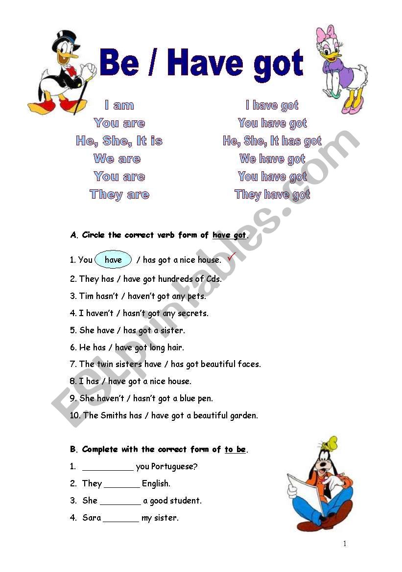 be and have got (11.02.09) worksheet