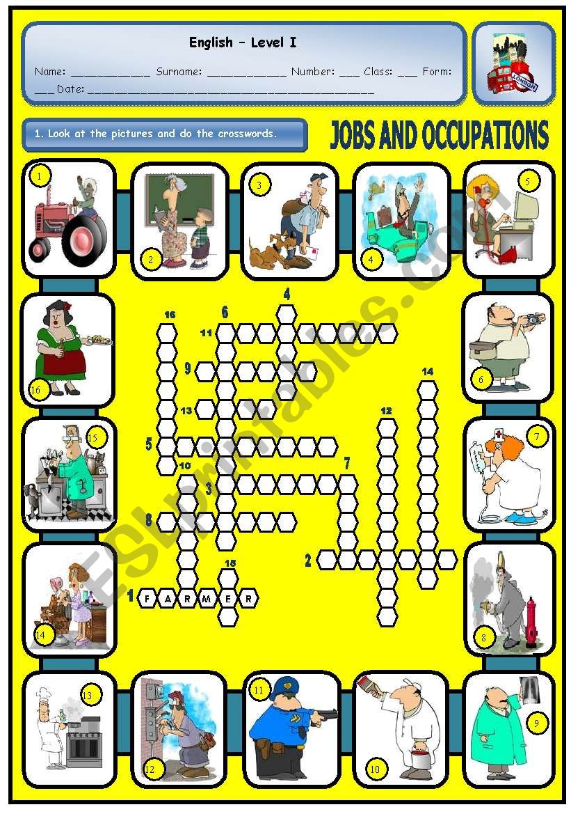 JOBS AND OCCUPATIONS worksheet