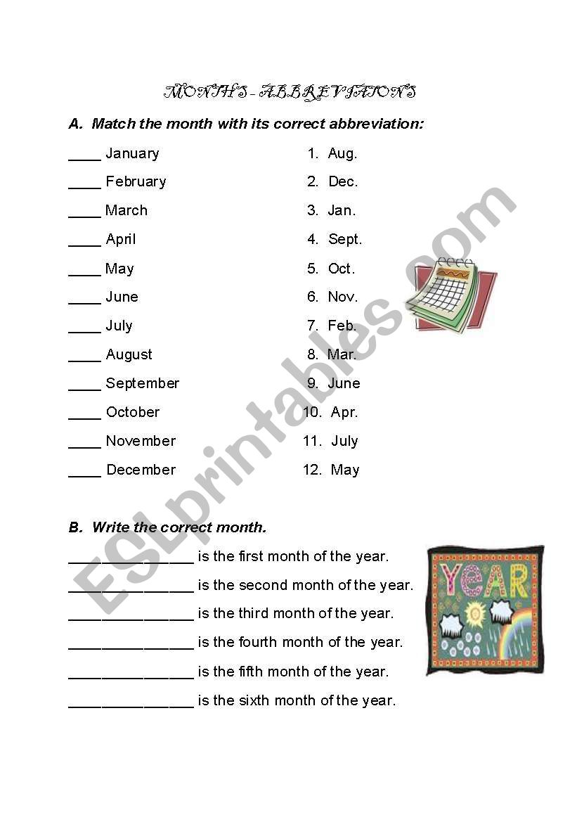 Months - Abbreviations and Ordinal Position