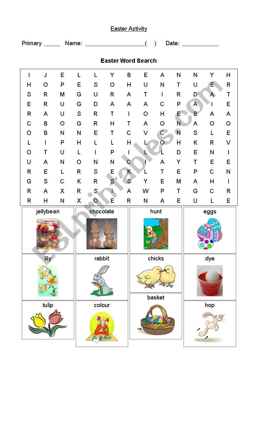 Easter worksheet for P.3,4 worksheet