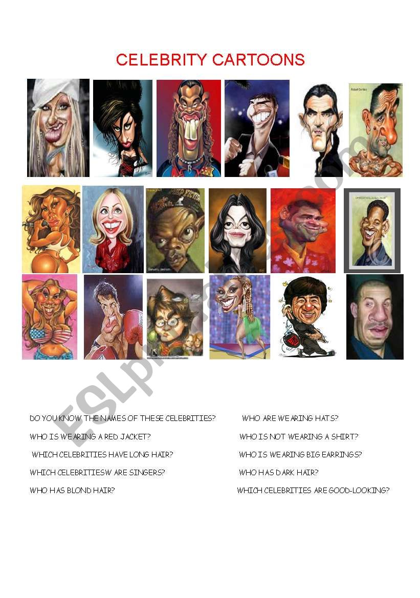 CELEBRITY CARTOONS II worksheet