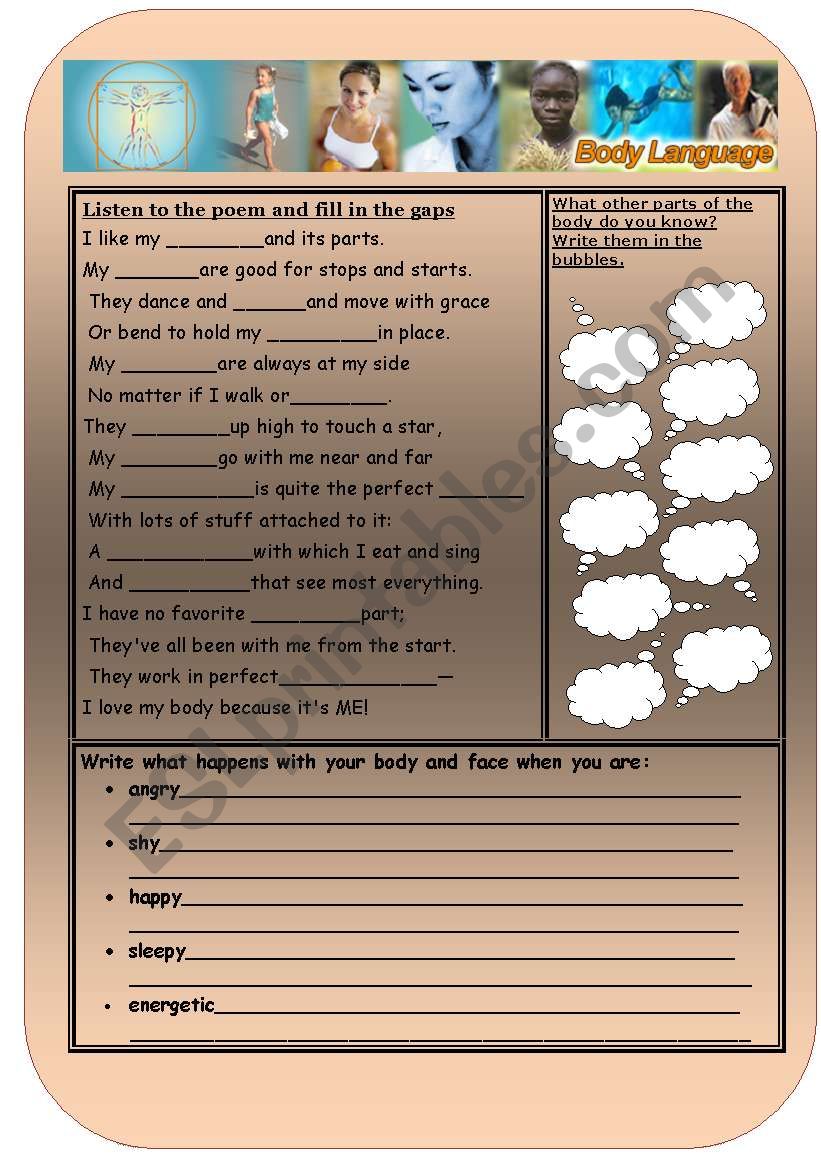 Body language worksheet worksheet