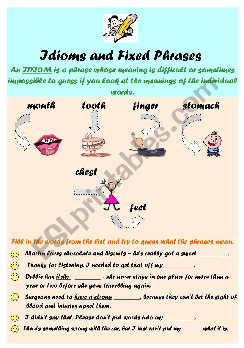 Body Parts. Idioms & Fixed Phrases (+keys)