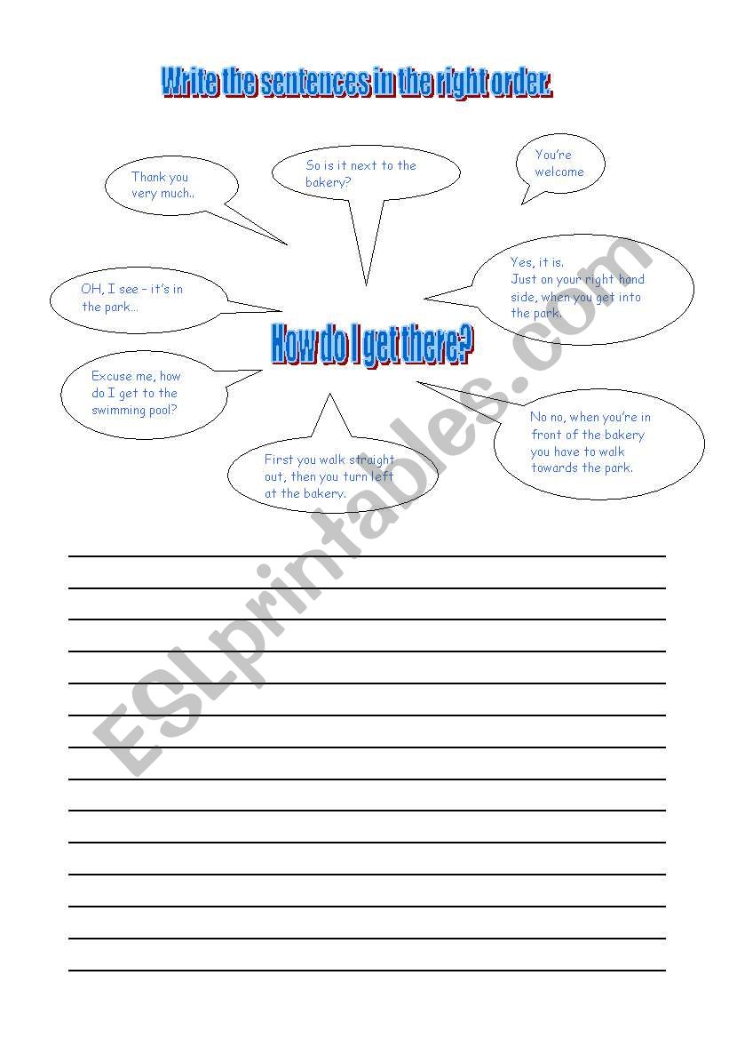 Asking for direction. worksheet