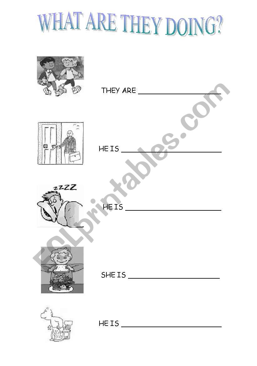 present continuous for kids worksheet