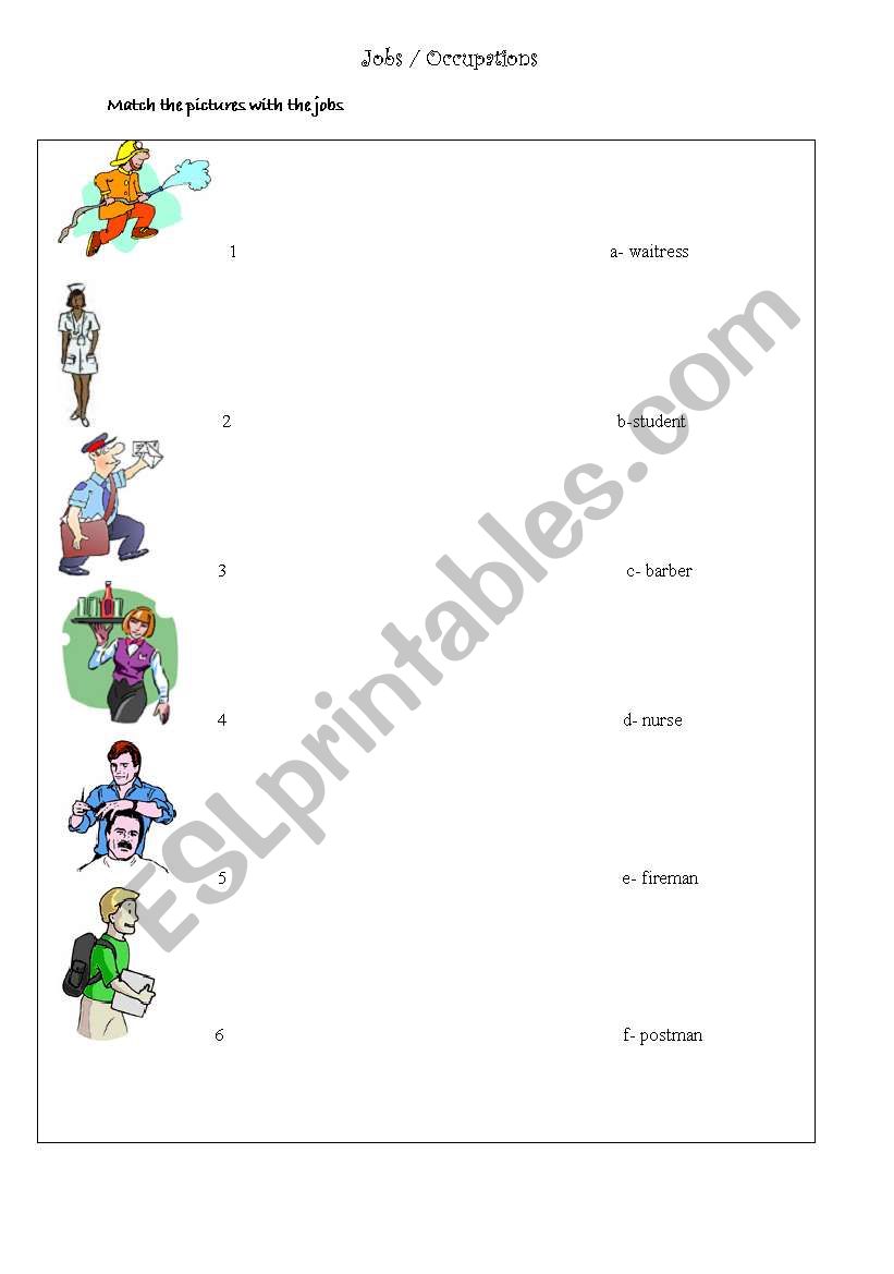  Jobs / Occupations worksheet