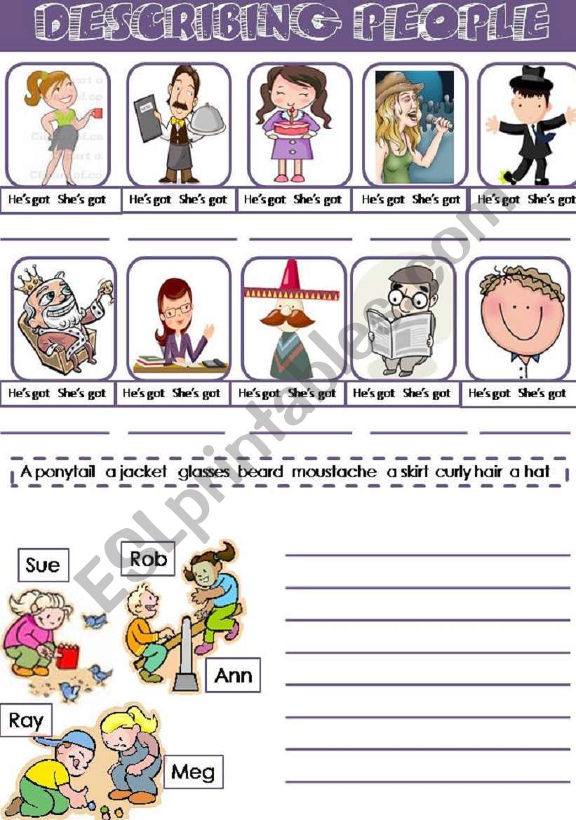 Describing people 2 worksheet