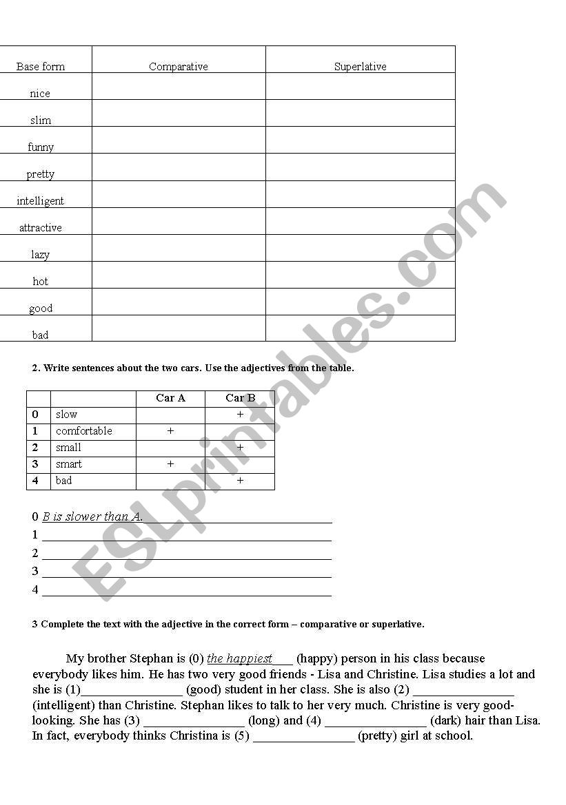 Adjectives worksheet