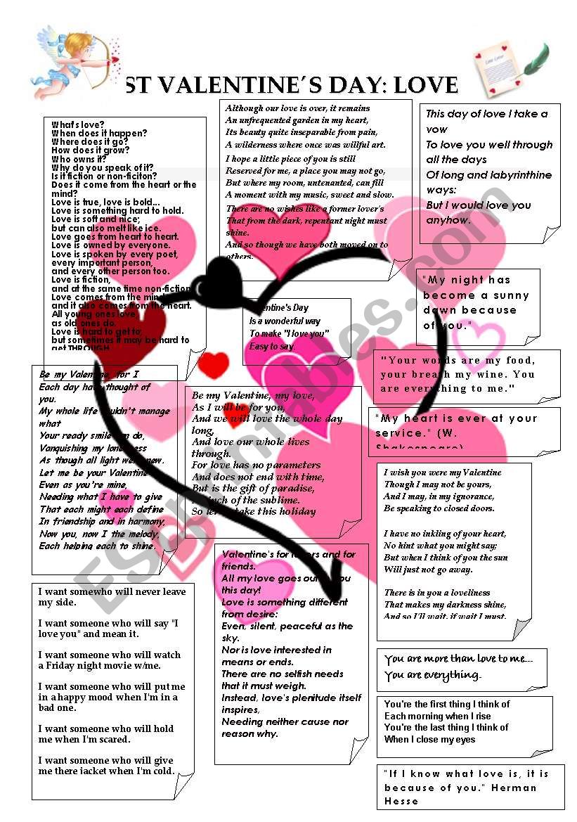 ST VALENTINE worksheet