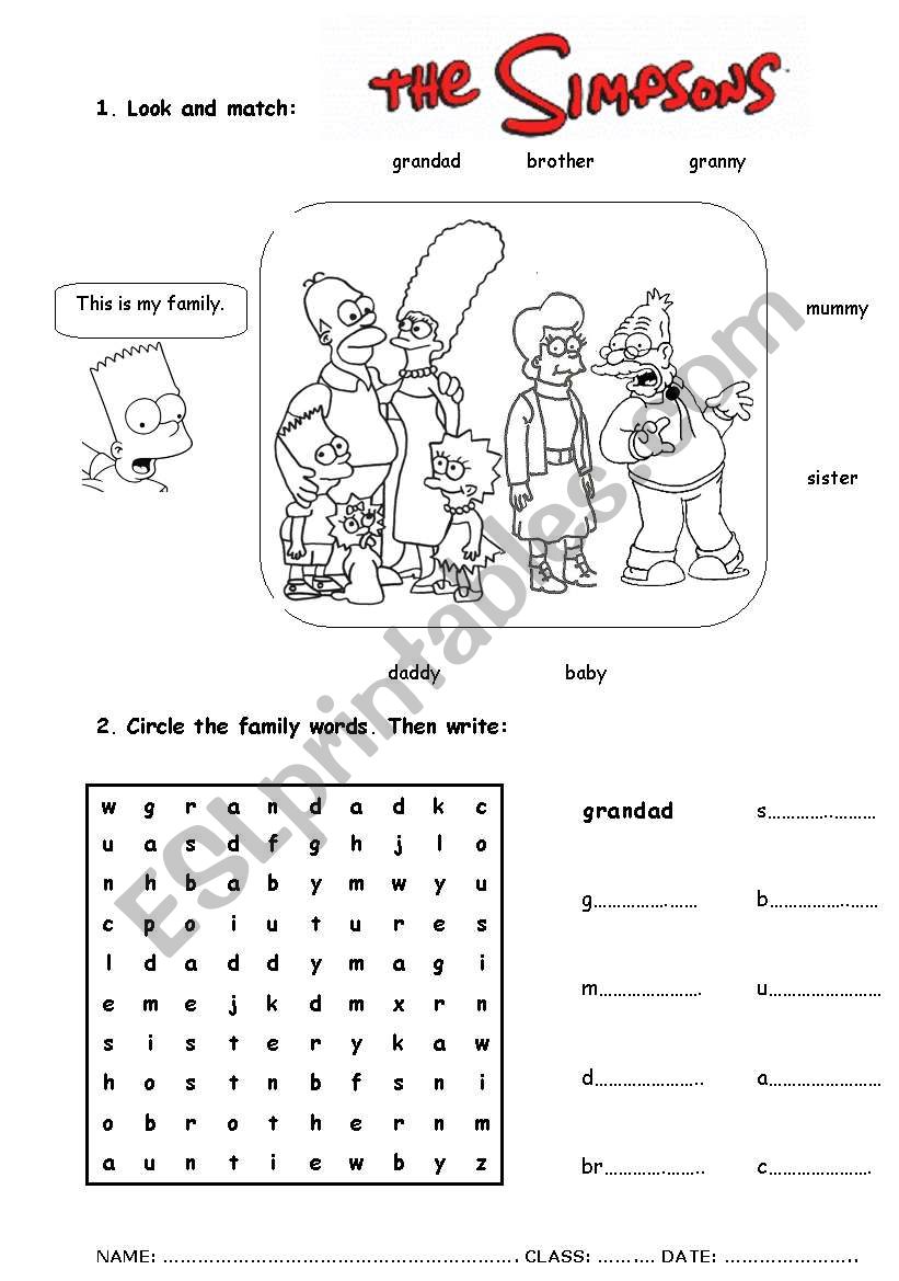 Family worksheet