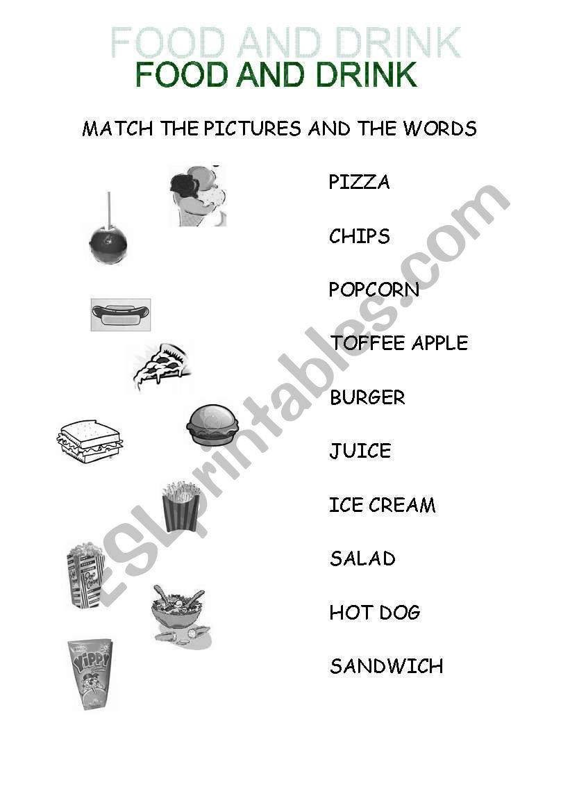 FOOD ANF DRINK for kids! worksheet