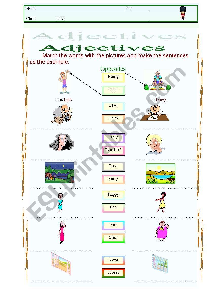 Adjectives/Opposites worksheet