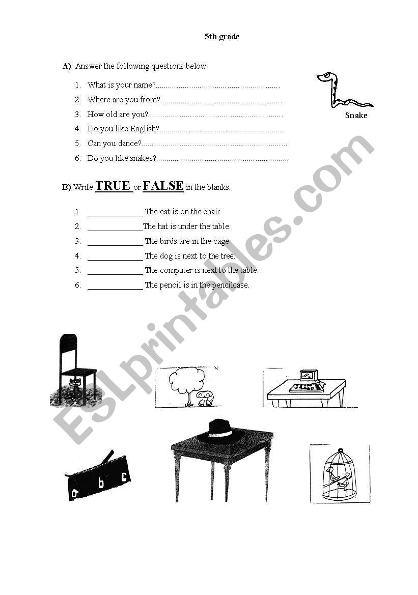 General exercise for 4,5 and 6th grades.