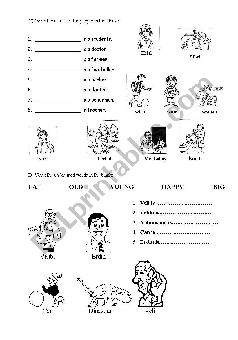 worksheet for young learners ABOUT JOBS,ADJECTIVES