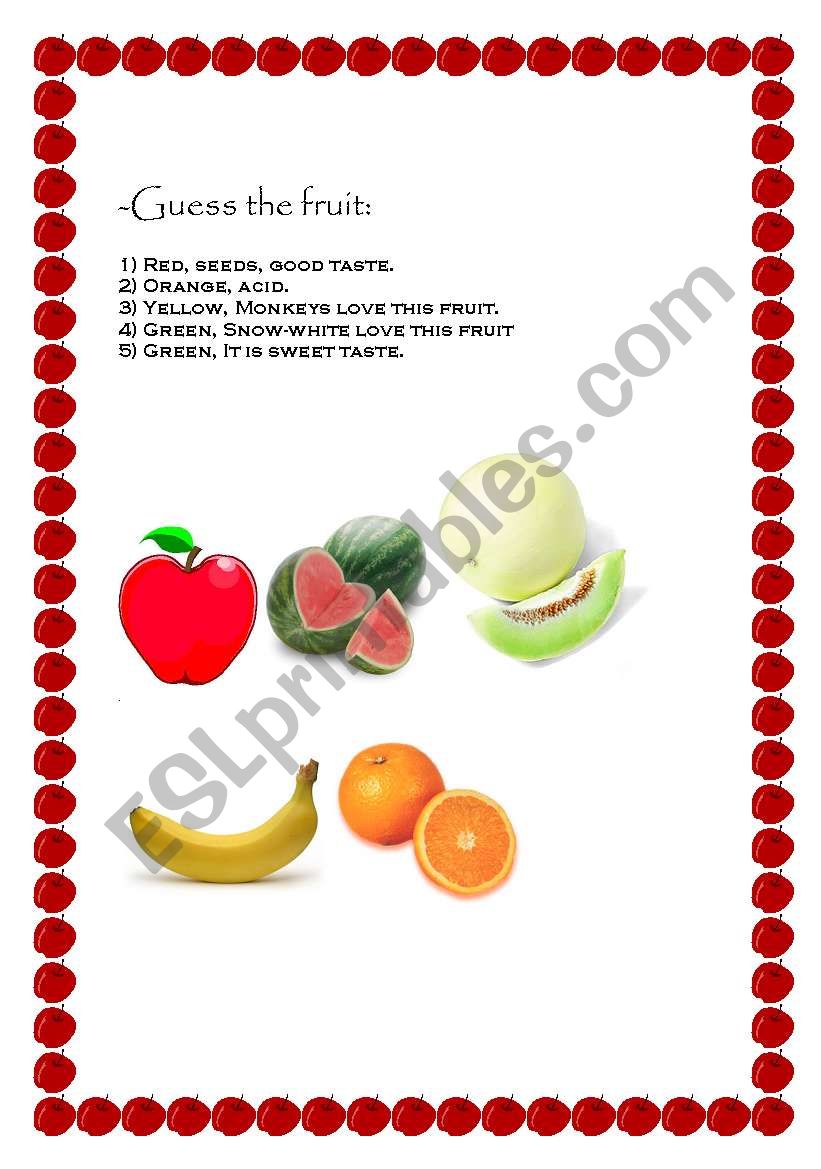 Fruits worksheet