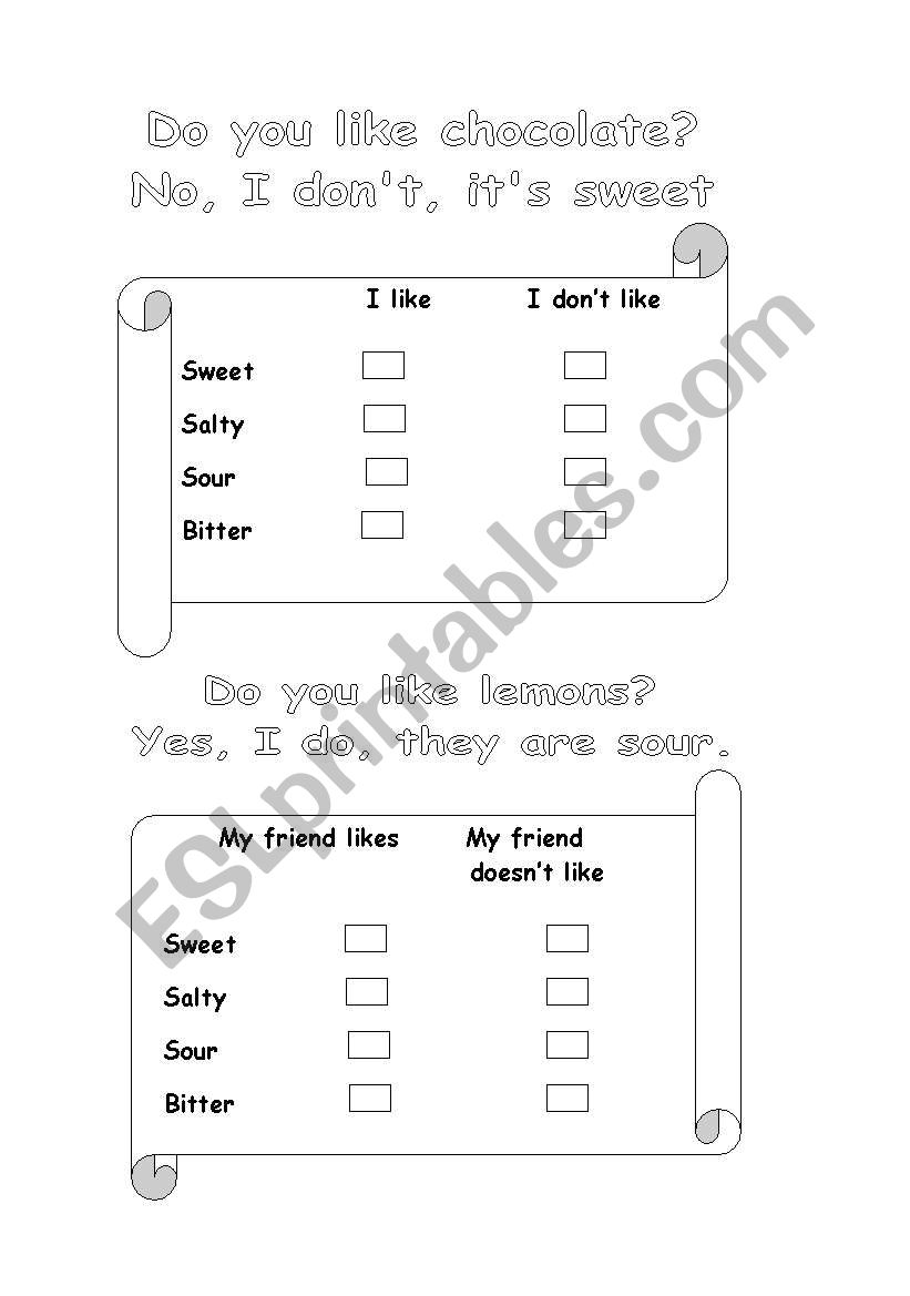 Do you like? tastes worksheet