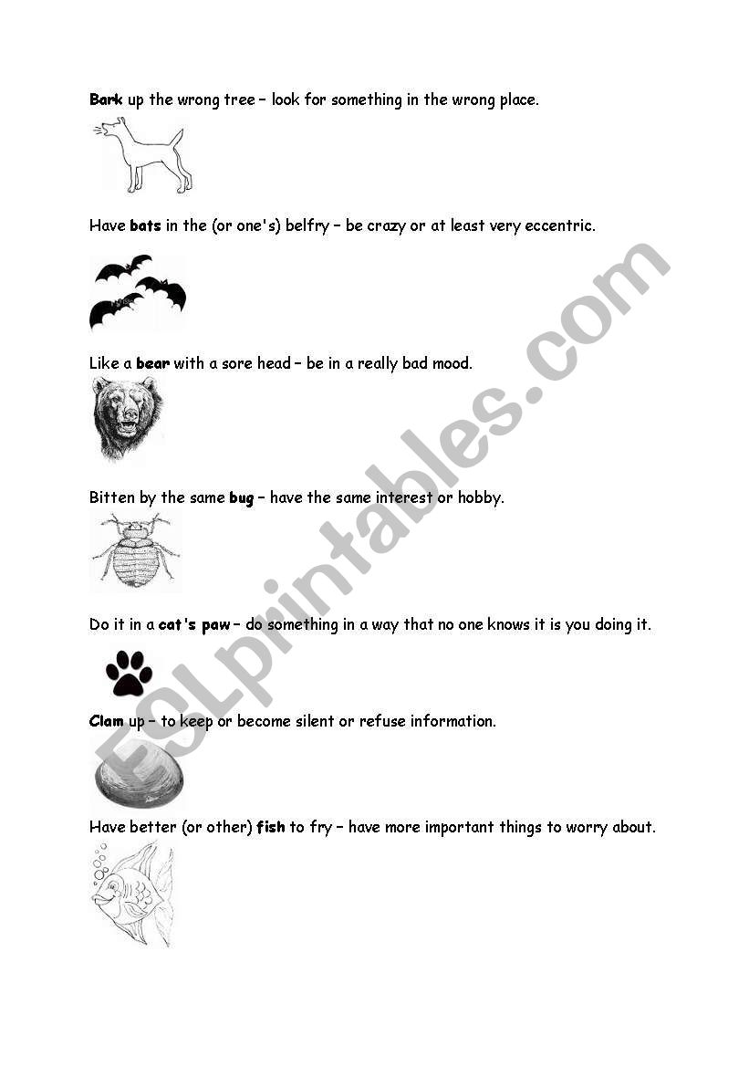 ANIMAL IDIOMS worksheet