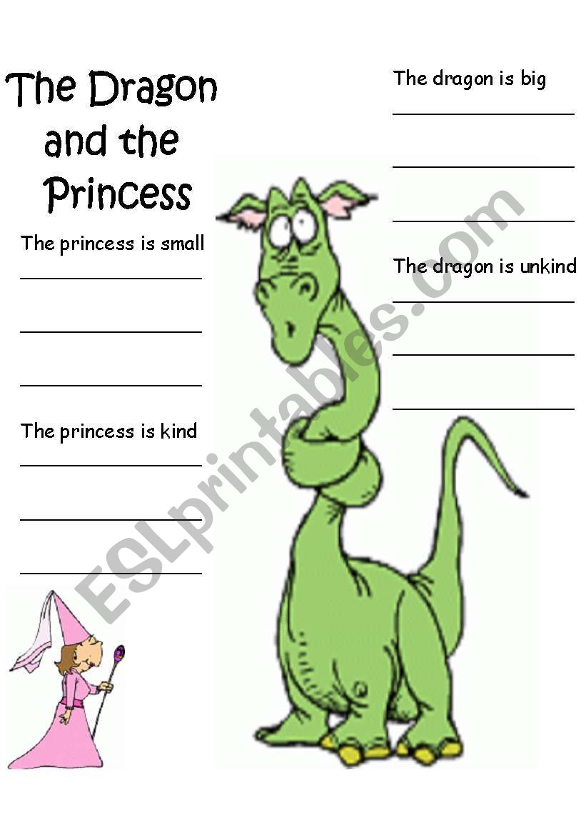 The Dragon and the Princess Adjectives Sheet