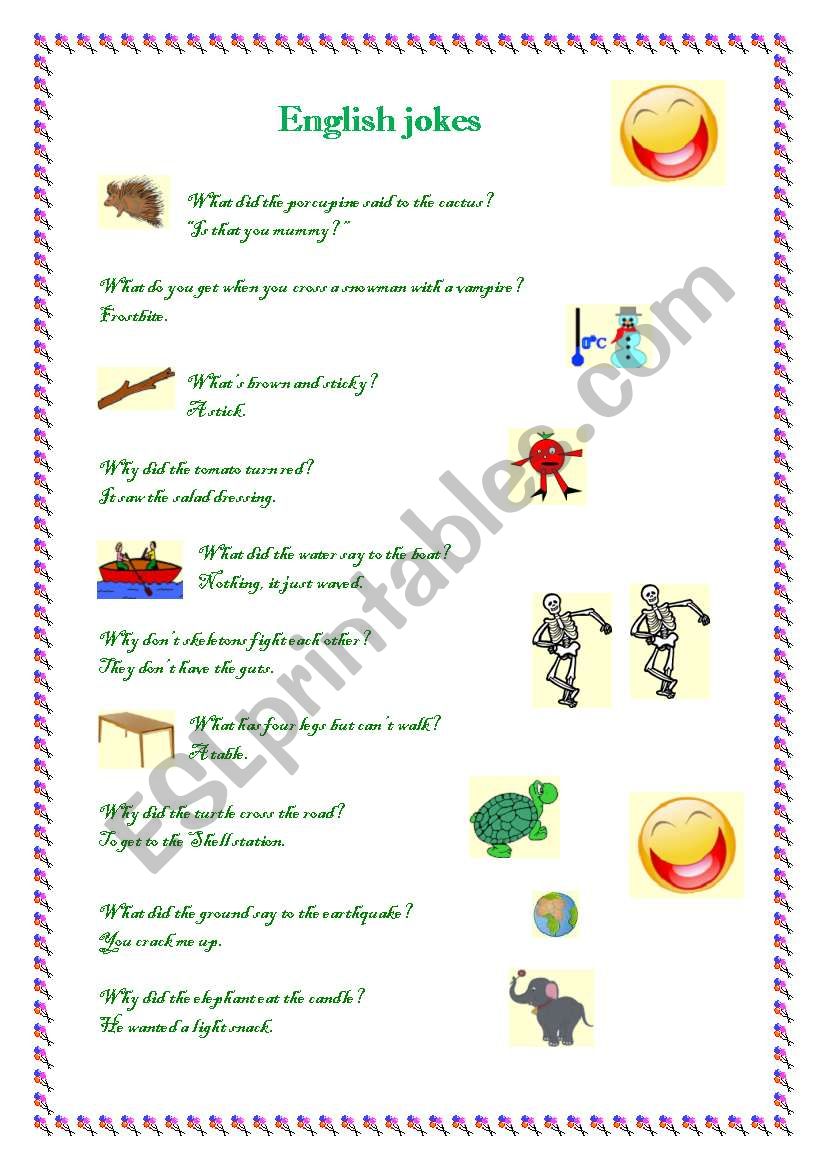 English jokes worksheet