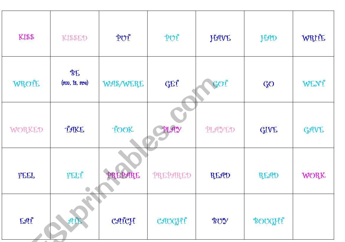 Present/Past & Regular/Irreguar verbs (CARDS)