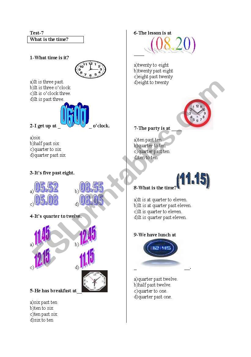 What is the time worksheet