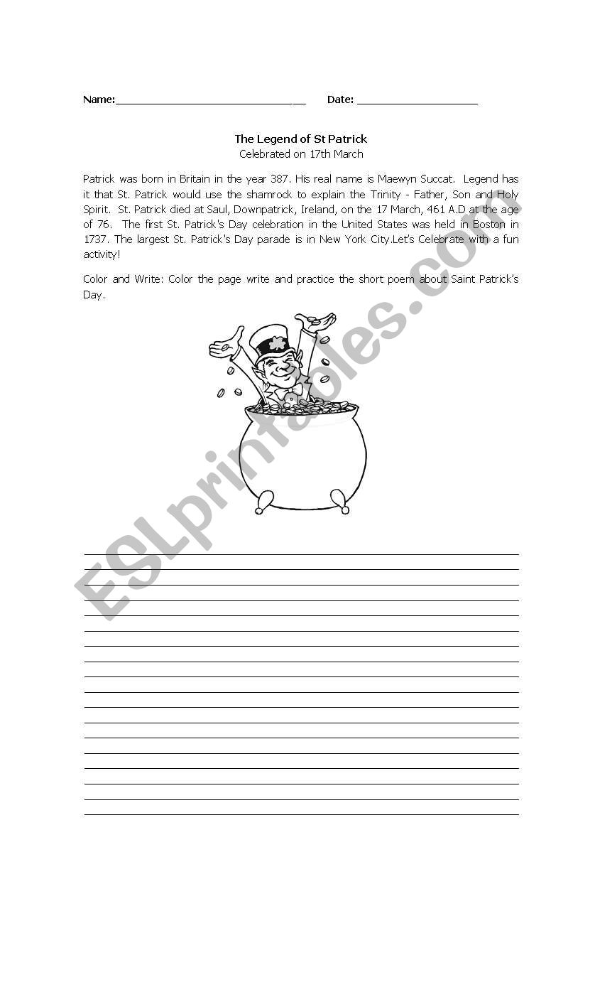 Saint Patricks worksheet