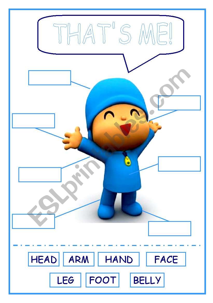 Body parts with Pocoyo worksheet