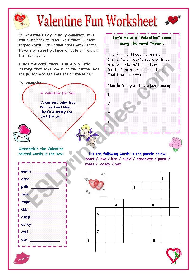Valentine Fun Worksheet worksheet
