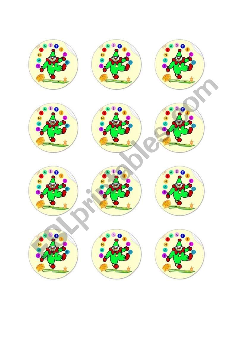 sticker - clown worksheet