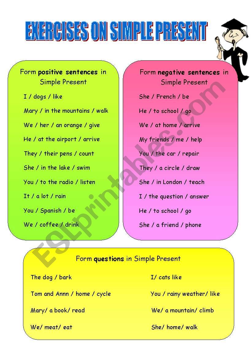 EXERCISES ON SIMPLE PRESENT worksheet