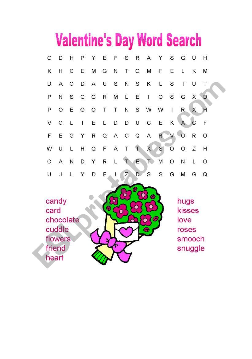 Valentines Day  wordsearch worksheet