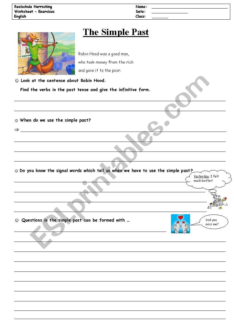 The Simple Past worksheet