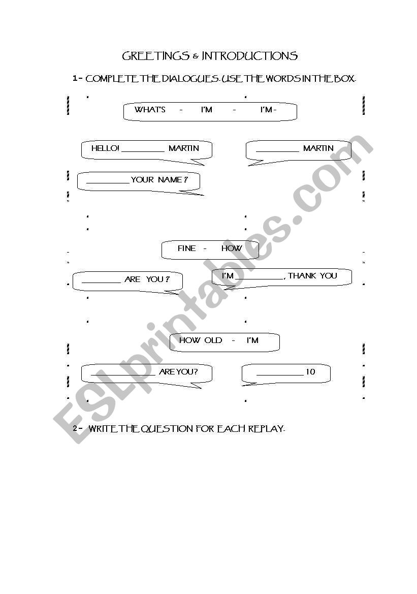 GREETINGS AND INTRODUCTIONS worksheet