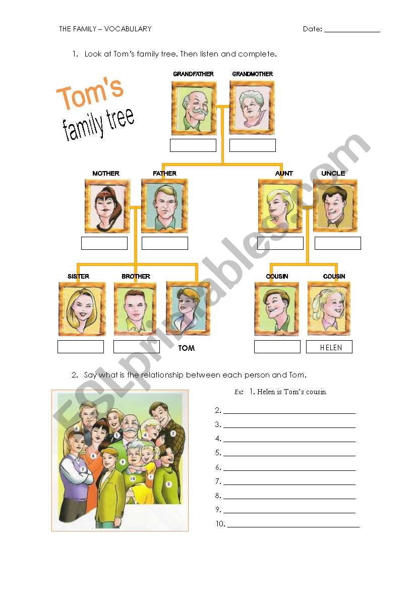 Family Tree worksheet