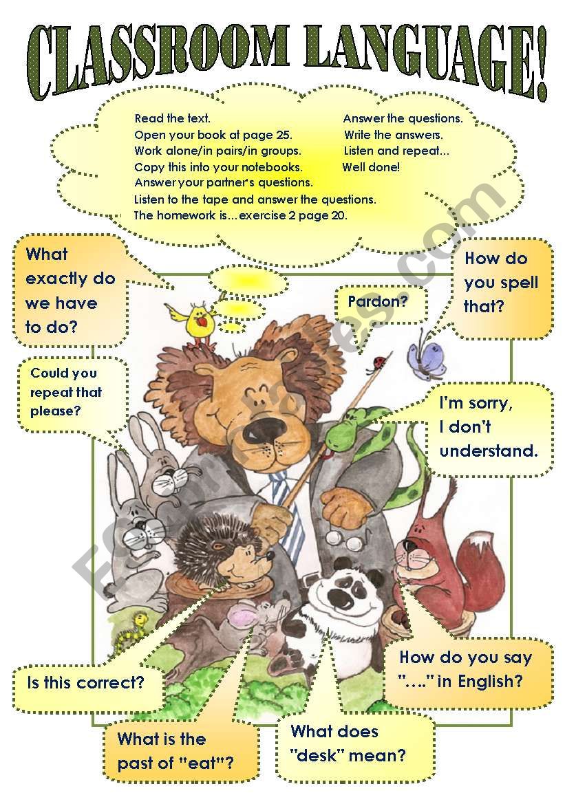 CLASSROOM LANGUAGE POSTER! worksheet