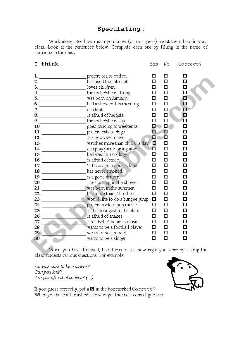 Speculating Ws - How well do you know your class? 