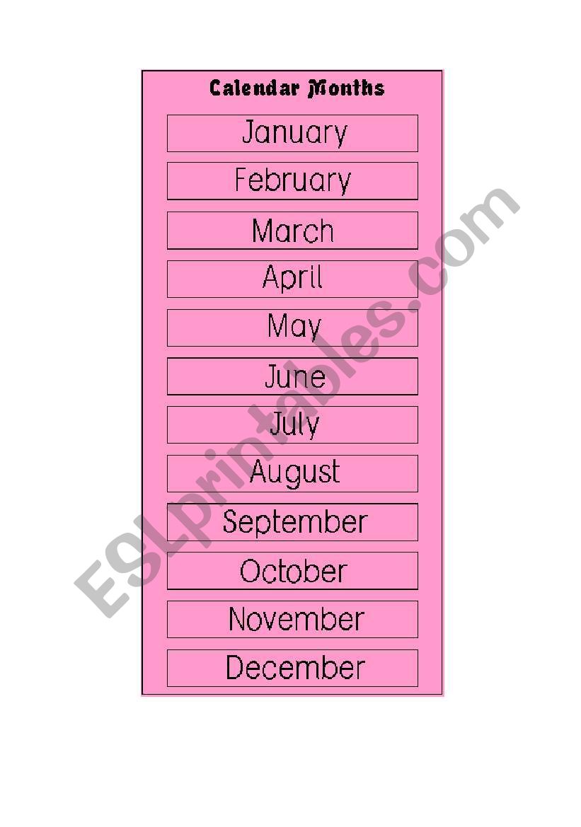 months worksheet