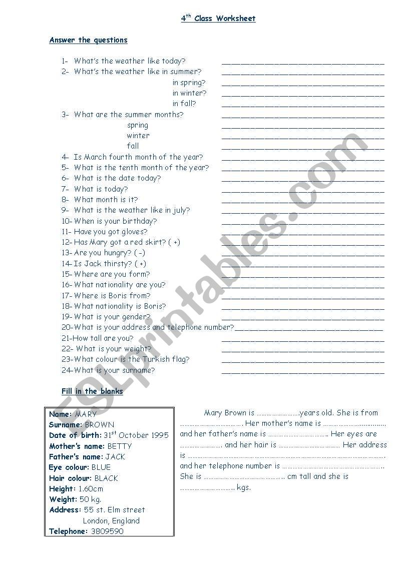 nouns worksheet